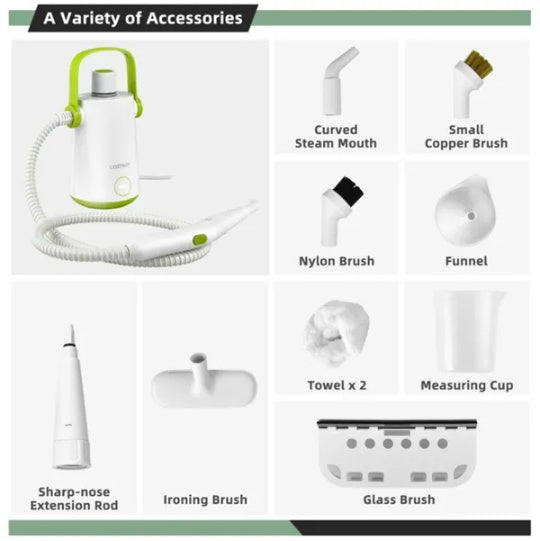 Multipurpose Steam Cleaner High-Temp Steam, 2-3 Bar Pressure, 10.2oz Tank & Continuous Cleaning