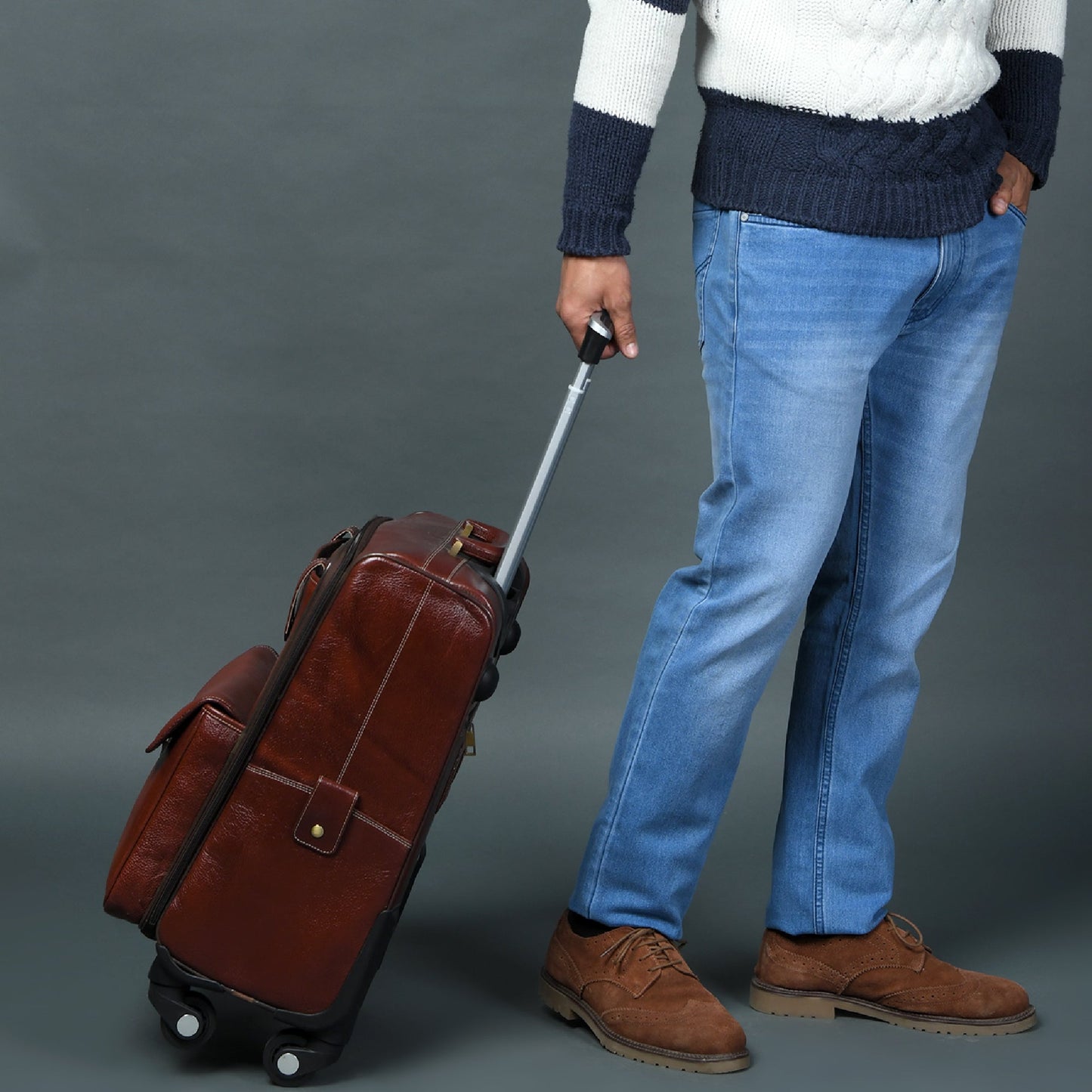 Valise trolley cabine en cuir