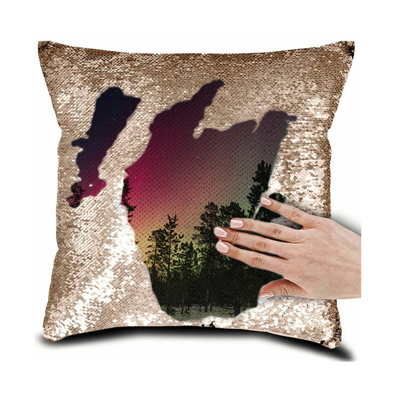 Personalised Photo Your Name Or Text Decorative Sequin Pillow Cushion Cover Reveal Magic Gift Mother Of The Bride Groom 16*16" - DropOnline.co