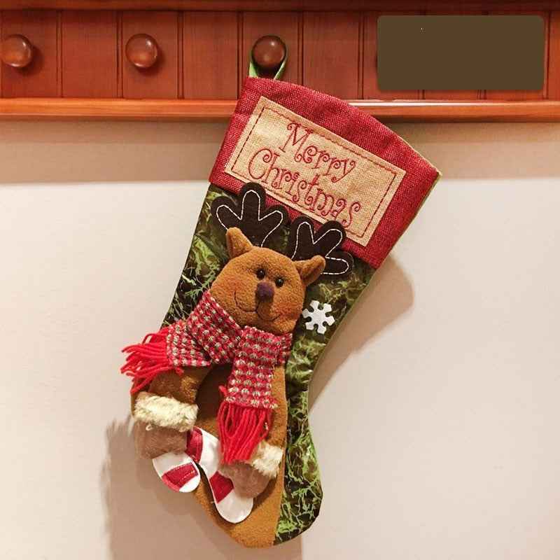 Christmas Stocking Socks Snowman Santa Elk Xmas Fireplace Xmas Tree Ornaments New Year Candy Bag Gift Christmas Decor - DropOnline.co
