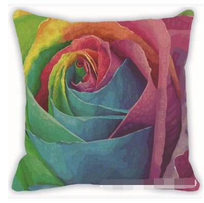 Colorful geometric pattern linen hug pillowcase car sofa cushion cover - DropOnline.co