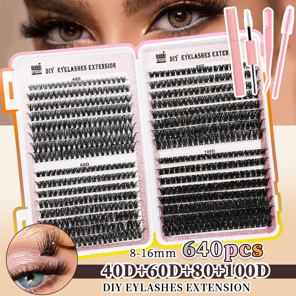 32 Rows Of Eyelashes Book Cluster 640 Segmented Lashes Set - DropOnline.co