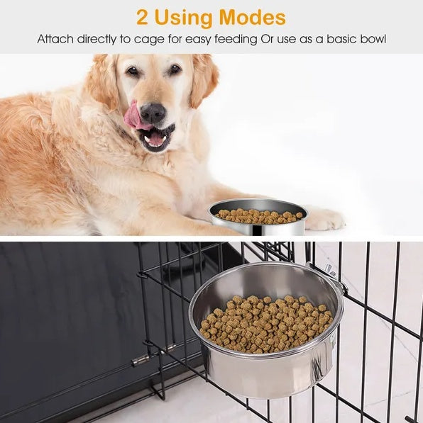 Tainless Steel Dog Bowl Pets Hanging Food Bowl Detachable Pet - DropOnline.co