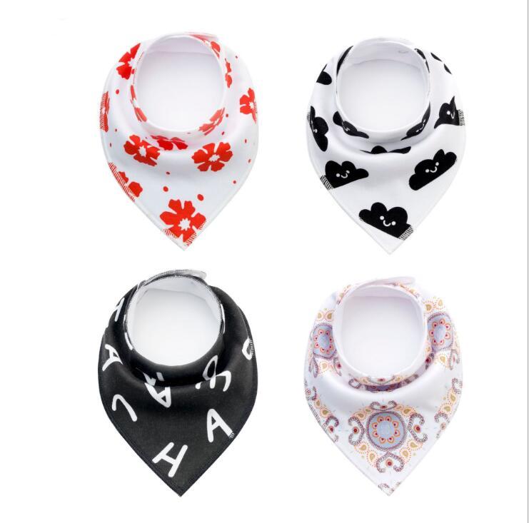 Baby Bandana Bibs 4-Pack - Cotton Triangle Drool Bibs with Arrow & Wave Prints - DropOnline.co