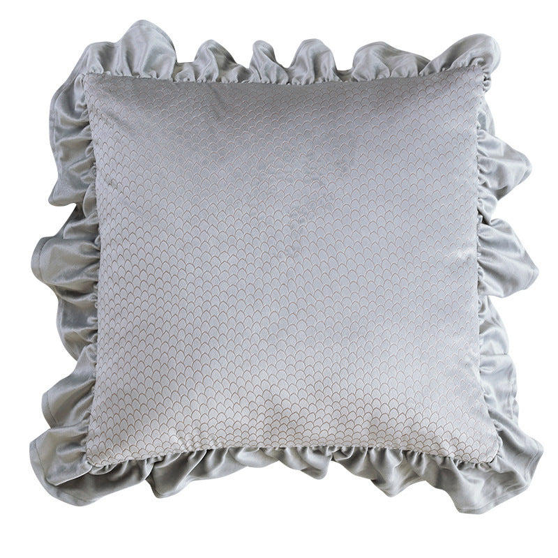 Jacquard Ruffle Cushion Cover Velvet Sofa Cushion Pillow Cover - DropOnline.co