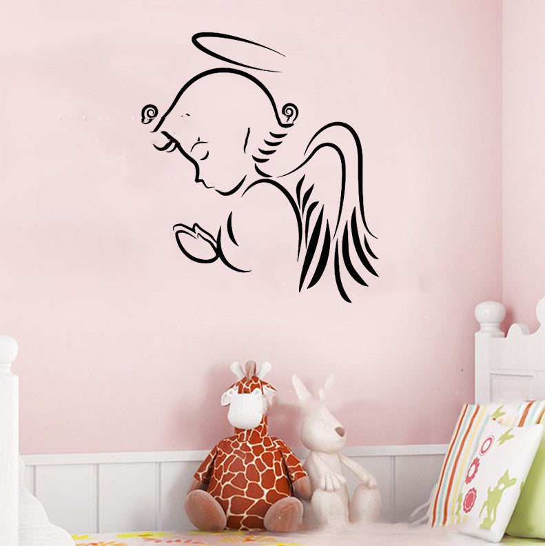 Cute Angel Baby Wishing Pattern Wall Stickers - Removable PVC Decal for Children's Room Bedroom - DropOnline.co