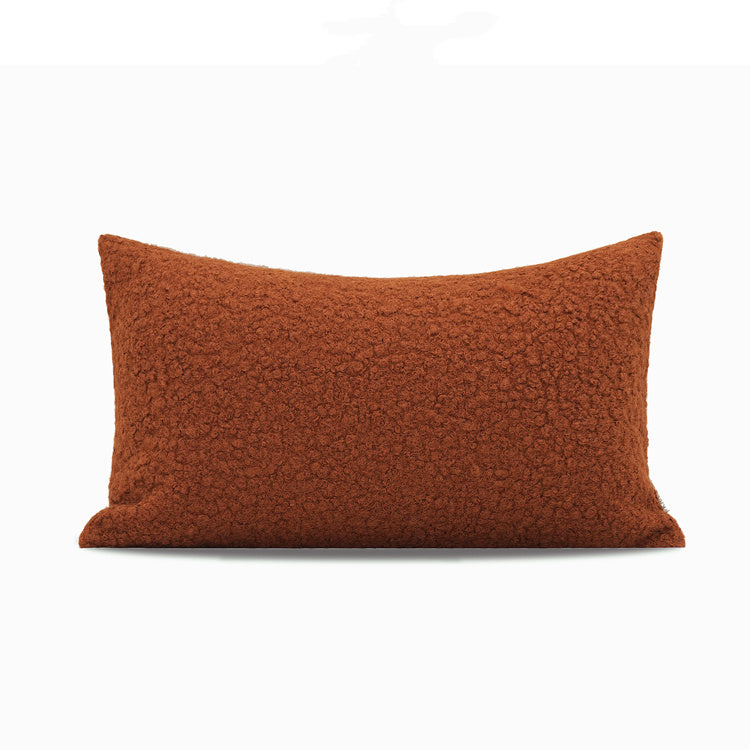 Nordic Warm Caramel Orange Coffee Color Faux Wool Roll Cushion Girl Throw Pillow Model Room Square Pillow - DropOnline.co