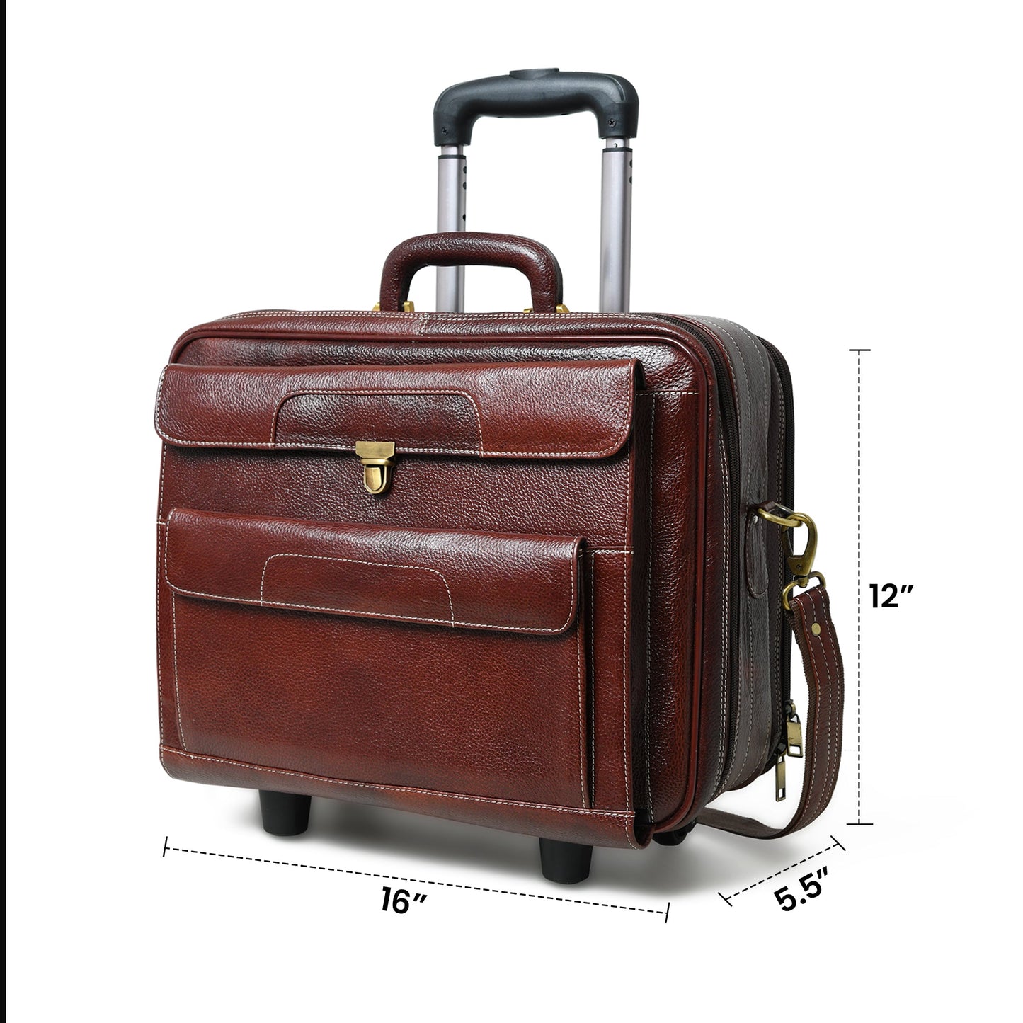 Valise à roulettes en cuir Wanderer