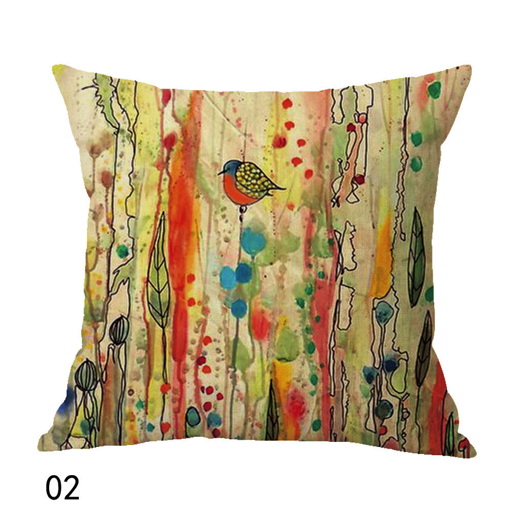 Oil painting bird cushion cover - DropOnline.co