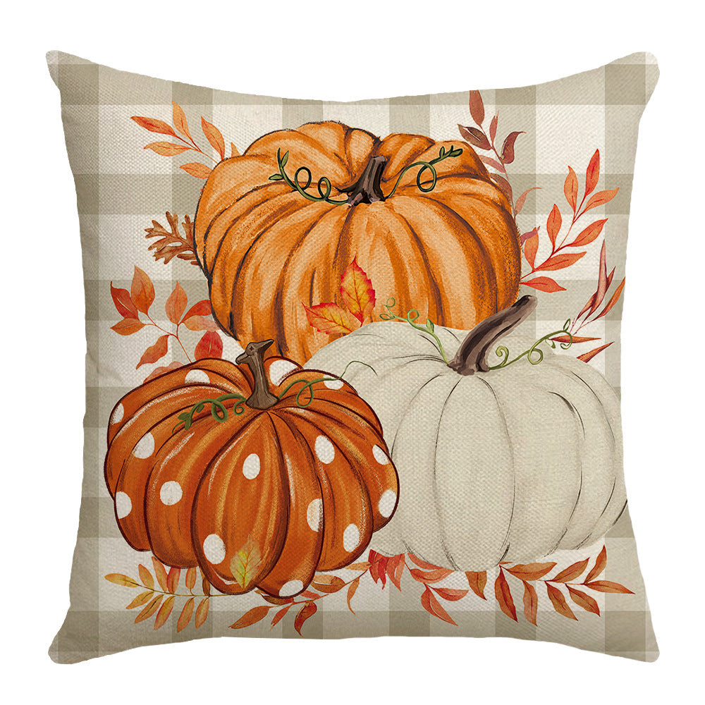 Pumpkin Maple Leaf Hand-painted Text Cushion Pillow Cover - DropOnline.co