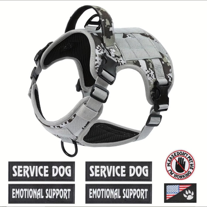 Hiphoppet US Local Tactical Service Dog Harness Vest Adjustable Reflective No Pulling Large Dog Harness With Metal Buckle - DropOnline.co