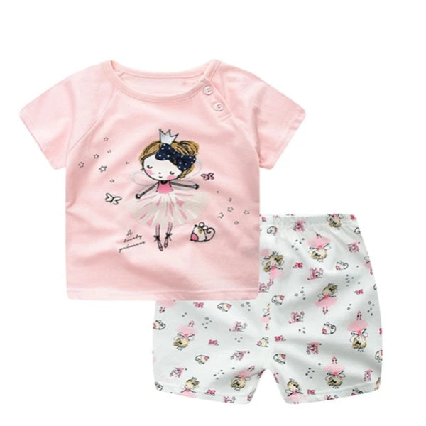 Cartoon Baby Clothing Set - Summer T-Shirt & Shorts Outfit for Boys & Girls - DropOnline.co