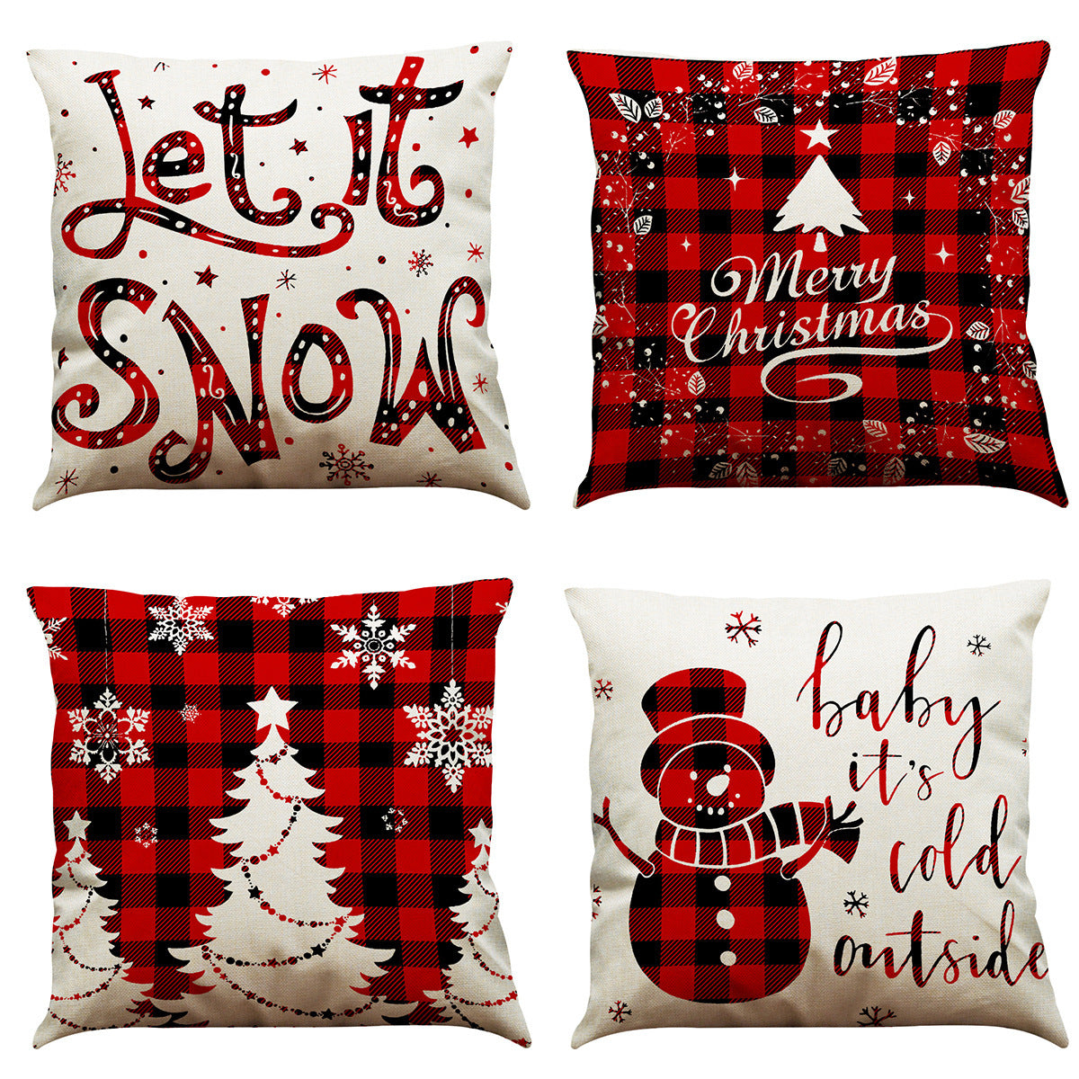 Christmas Cotton Linen Sofa Car Cushion Pillowcase - DropOnline.co