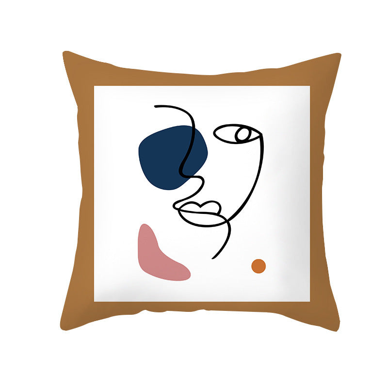 Ins Blue Abstract Super Soft Printing Pillowcase - Retro Art Sofa Cushion for Modern Home - DropOnline.co