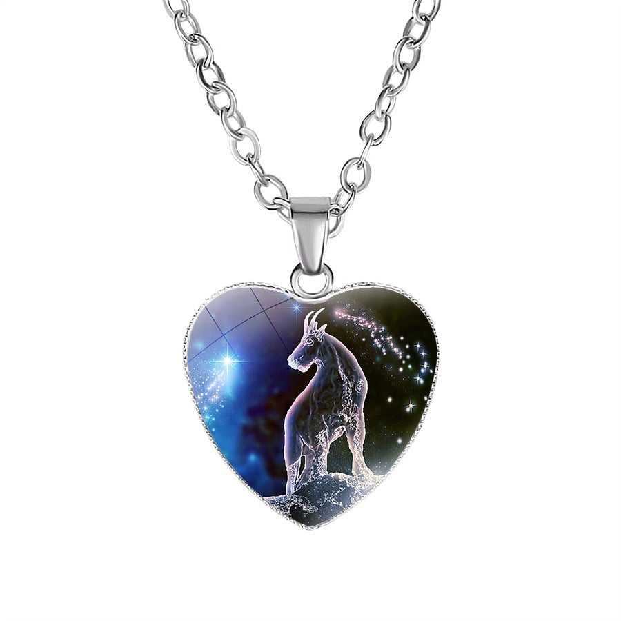 Women's Zodiac Heart Pendant Necklace - Personalized Astrology Jewelry - DropOnline.co