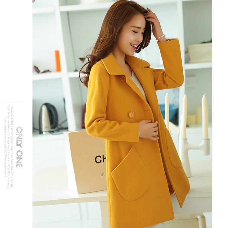 Lapel woolen coat and cloak woolen coat - DropOnline.co