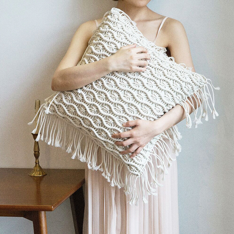 Hand-Woven Cotton Rope Tassel Cushion Pillowcase - DropOnline.co
