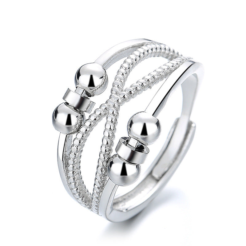 Rotatable Ring With Open Design Fashion Double-layered Hollow Line Anxiety Relief Rings For Women - DropOnline.co