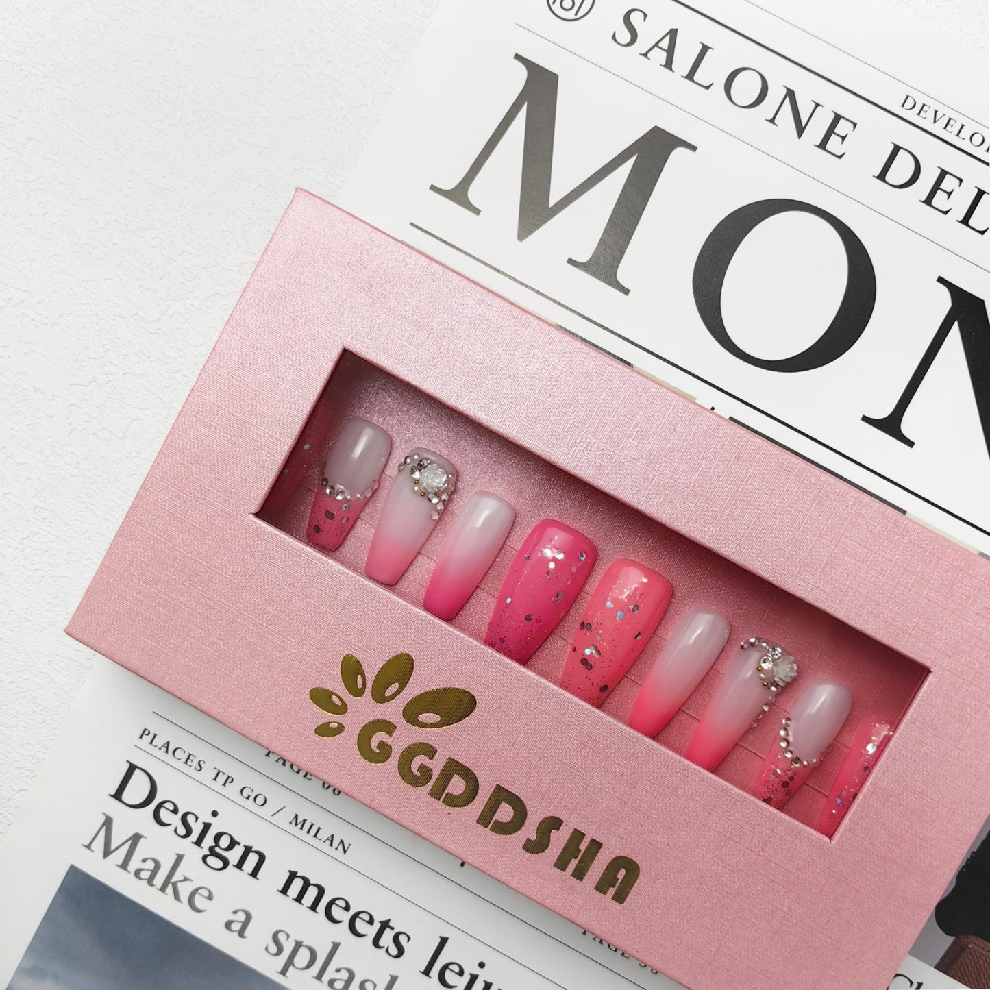 GGddsha Nails Handmade Pmma Acrylic Nails Press On NailsShort Reusable Fake False Nails Kit With Box Gifts ForWomen,Blush Elegance - DropOnline.co