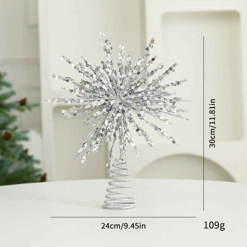 Christmas Metal Star Ornament - Eight Awn Champagne Gold Silver Decoration (25-30cm) - DropOnline.co