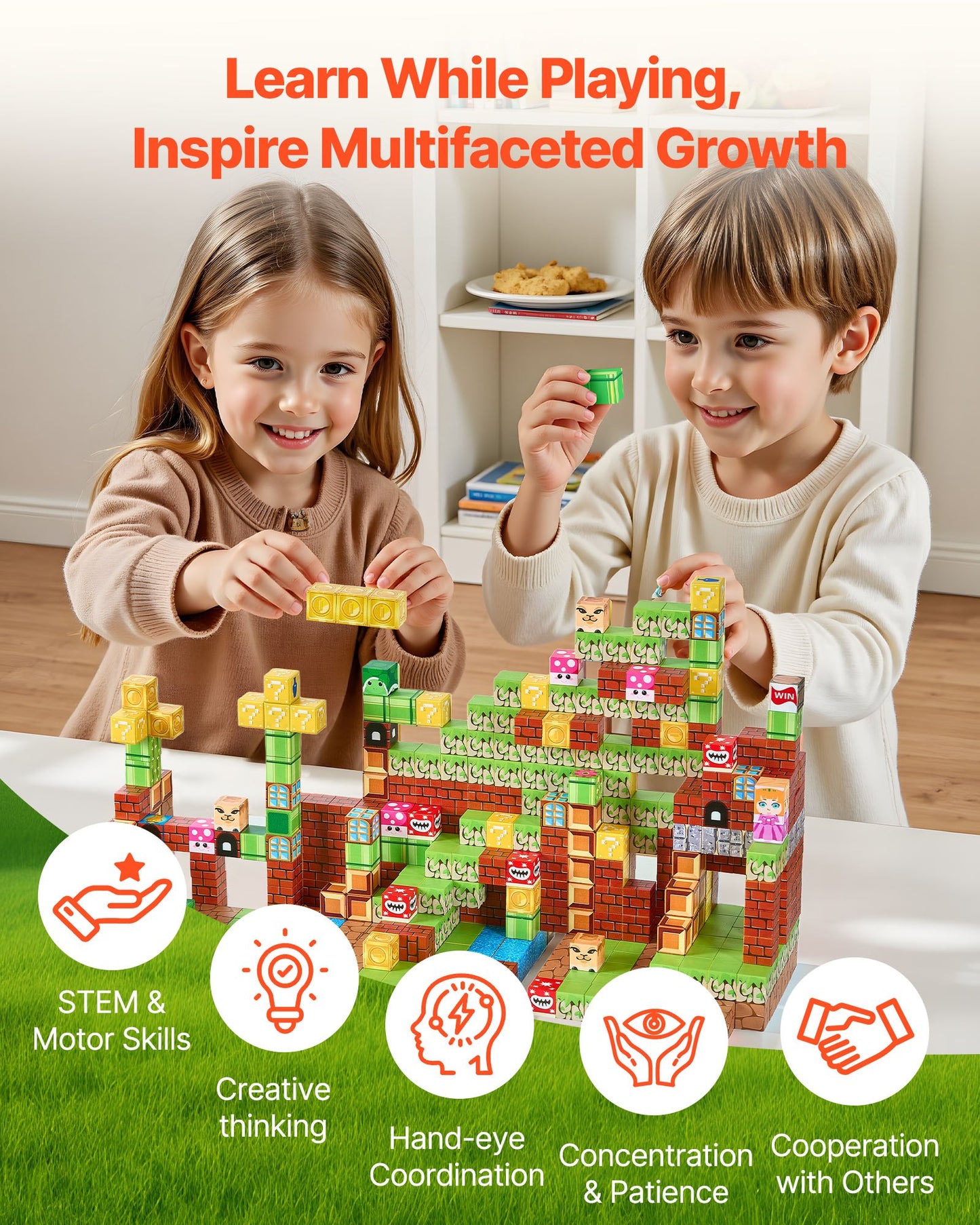 Magnetic Blocks 100 PCS Magnet Blocks Set STEM Montessori Sensory Toys