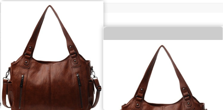 Handbag European And American Retro Solid Color Simple Texture