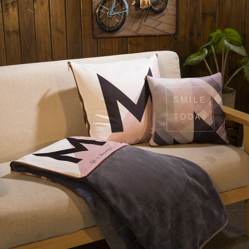 Pillow Quilt Dual-purpose Coral Fleece Cushion - DropOnline.co