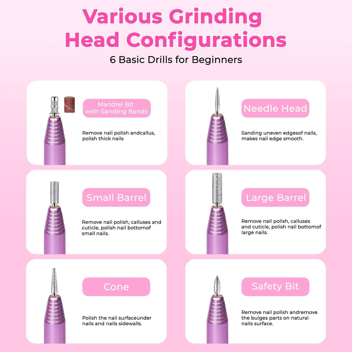 Professional Portable Electric Nail File Kit, Manicure With Nail Drill Bits - DropOnline.co