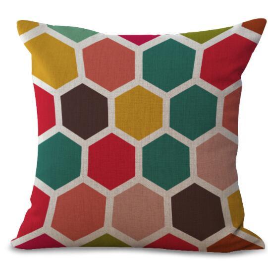 New Colorful Geometric Series Printed Linen Cotton Cushion Cover Home Decor Houseware Throw Pillow Case Almofadas Cojines - DropOnline.co