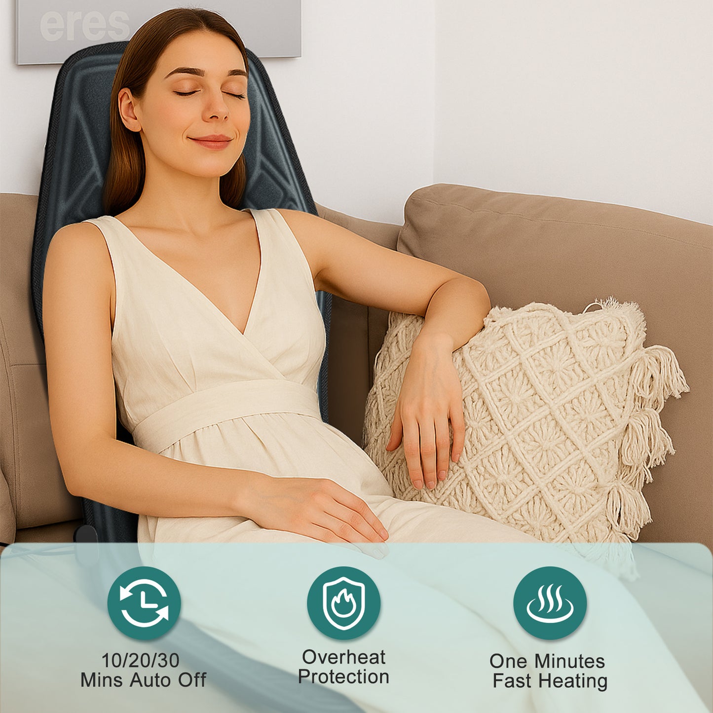 2025 New Model Massage Cushion, Neck And Back Kneading And Heating, 9 Levels Of Intensity,9 Modes, Home And Office Electric Massage Pad, Portable Multifunctional Massager, 10,20,30 Minutes Timer - DropOnline.co