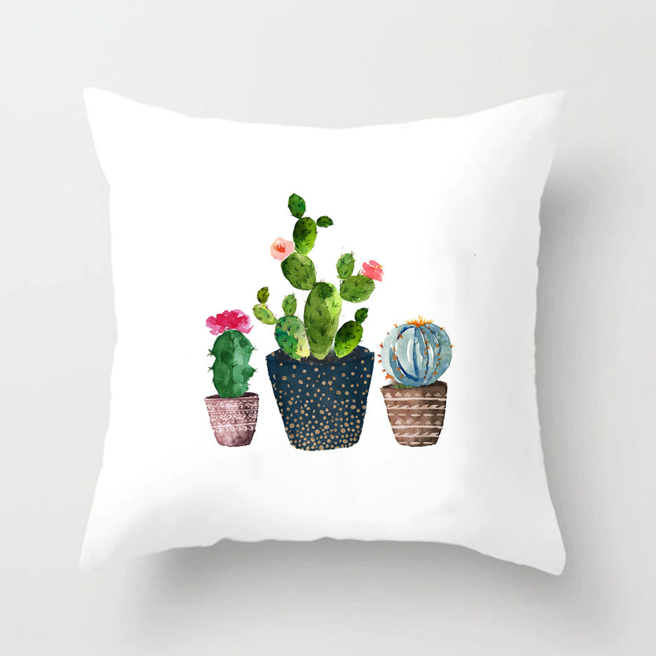 Soft Cactus Print Throw Pillow Cushion Cover - DropOnline.co