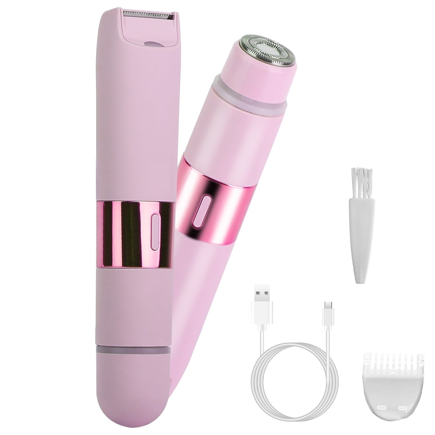 1Pc 2 In 1 Bikini Trimmer For Women Dual Head Cordless Body Shaver IPX5 Waterproof Rechargeable Pubic Hair Razor Wet And Dry Use For Bikini Underarm Leg Arm Body Face - DropOnline.co