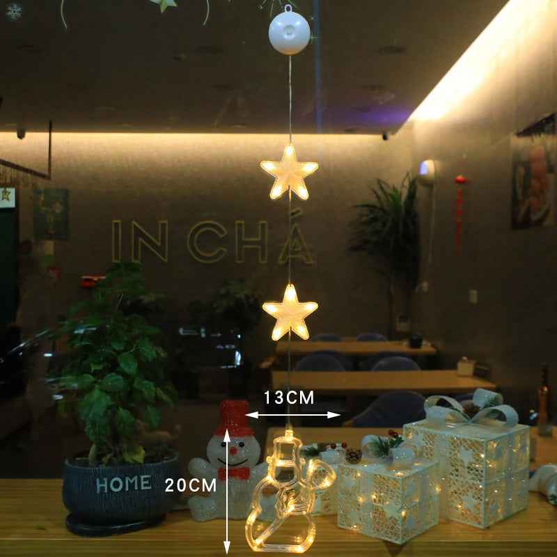Christmas LED Suction Cup Window Lights 3-Pack - Star Tree Snowflake Hanging Ornaments - DropOnline.co