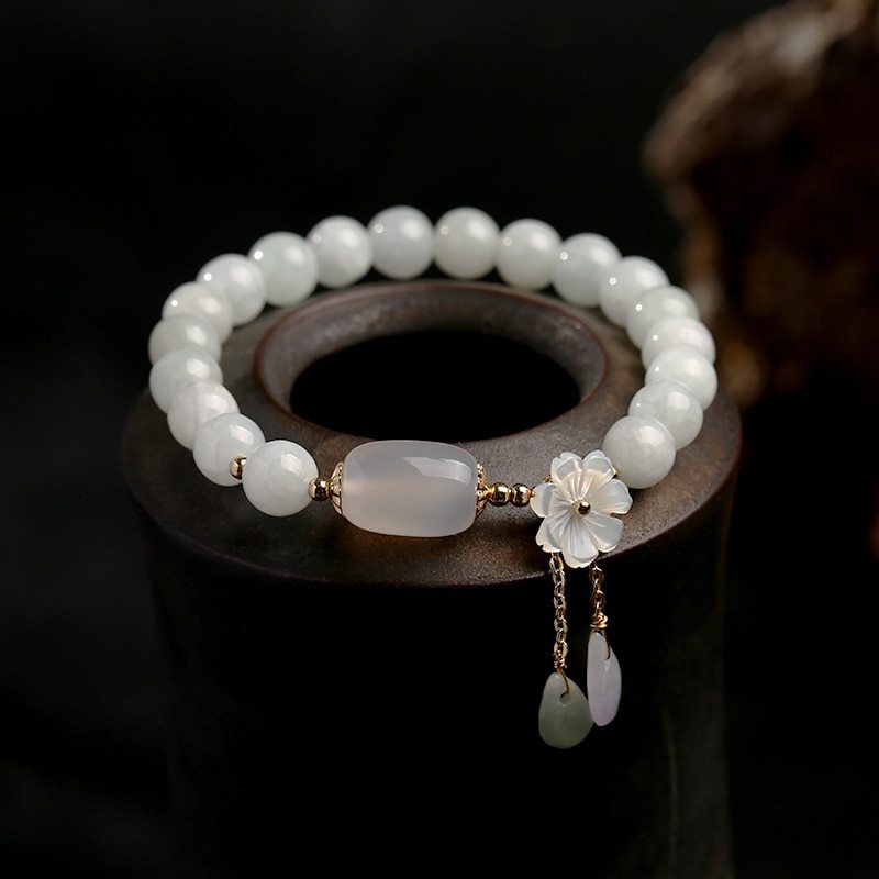 Shell flower jade water drop bracelet - DropOnline.co