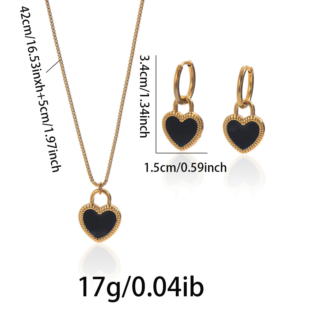 Lxalry 18K Gold Plated Stainless Steel Heart Mirror Jewelry Set Hypoallergenic Skin Safe Necklace Earrings For Daily Evening Never Fade Luxury Gift For Her - DropOnline.co