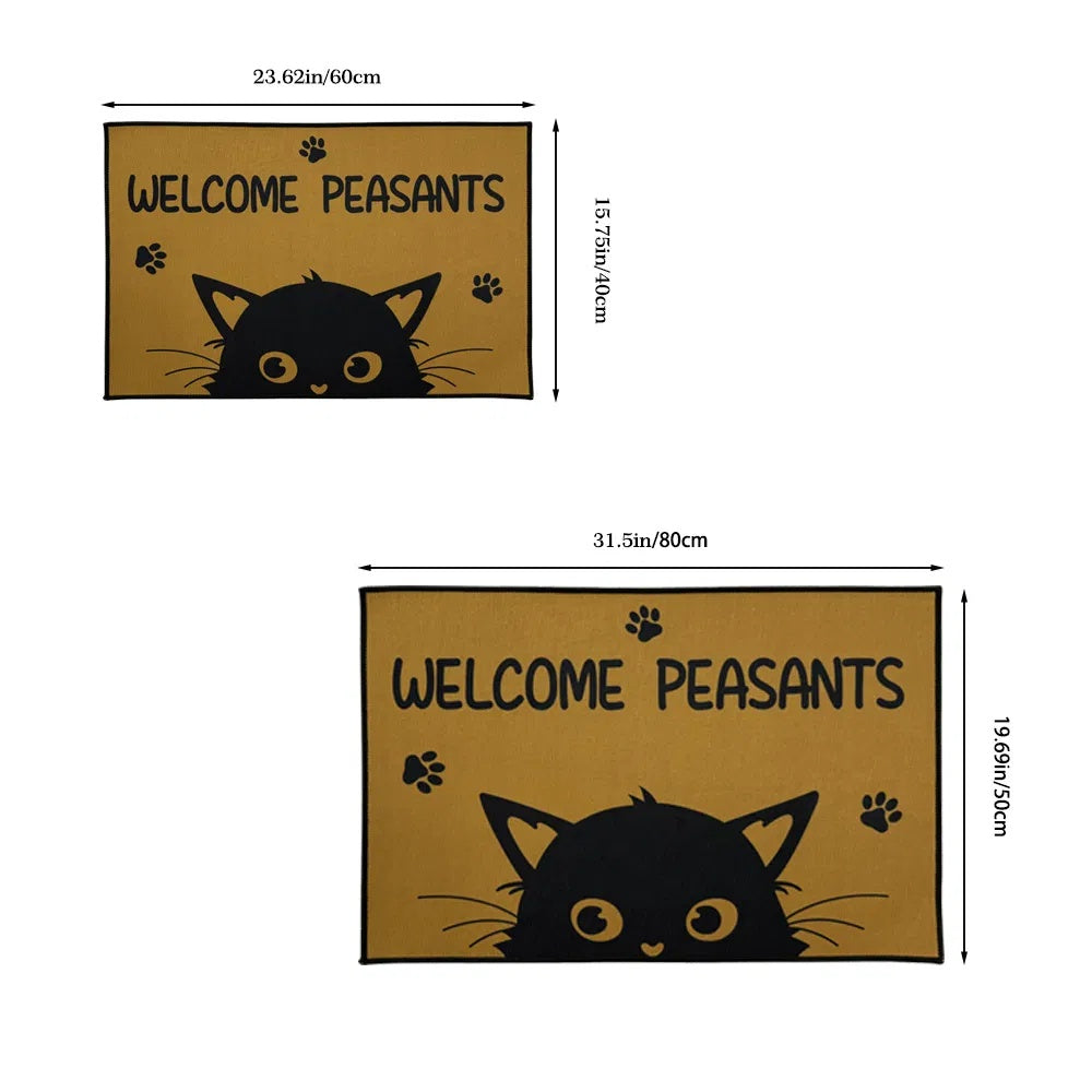 1 Piece Cat Welcome Doormat, Washable Low Pile Rug With Non-Slip Rubberized Dots Backing, Moisture-Absorbent Bath Mat For Bathroom Shower Laundry Room Bedroom Living Room Entryway Kitchen Floor Mat - DropOnline.co