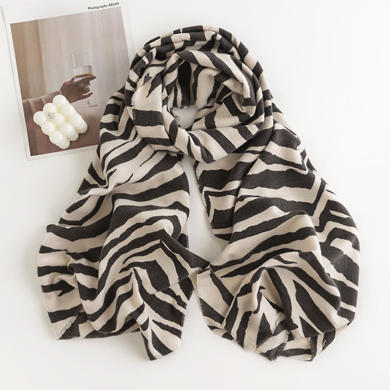 Leopard Print Artificial Cashmere Scarf Women's Warm Scarf Winter - DropOnline.co