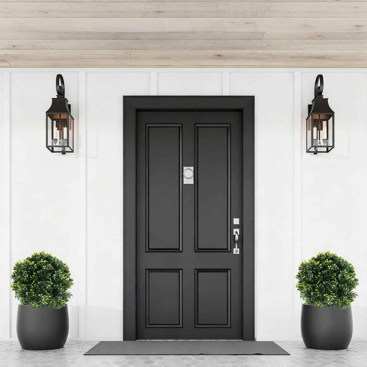 2 Packs Faux Boxwood Ball Trees - Artificial Topiary with Ground Spike