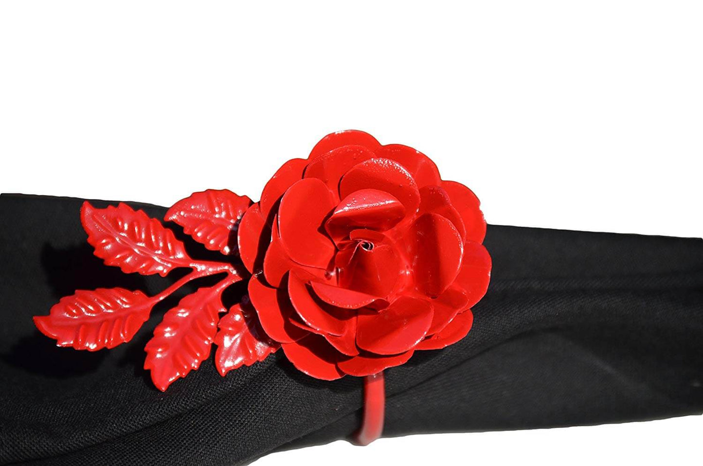 Vibhsa Lot de 4 ronds de serviette Rose Rouge