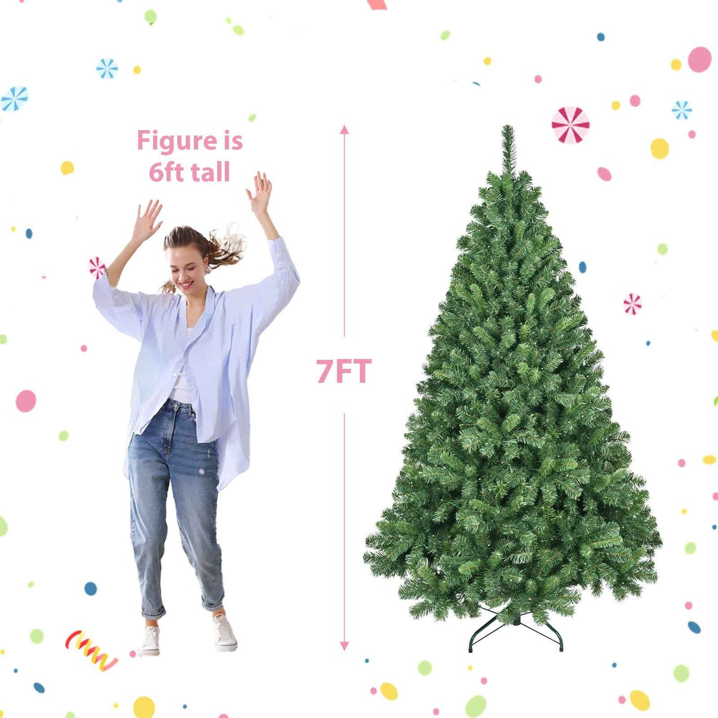 PVC Christmas Tree with Lights - Pre-Lit Holiday Decoration