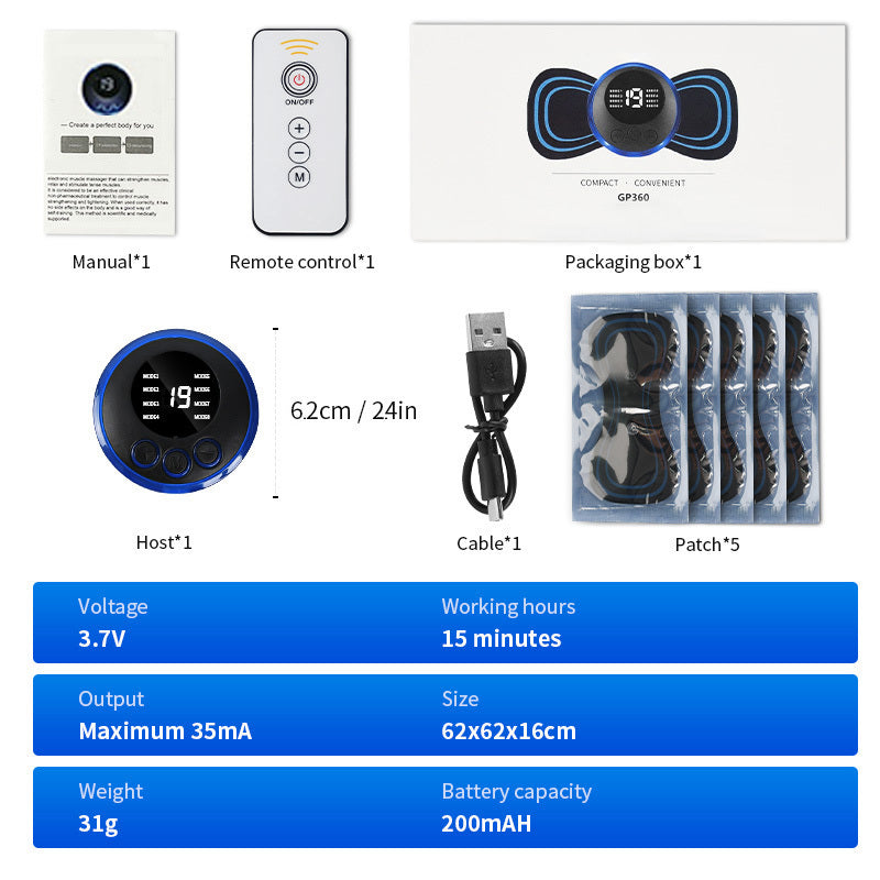 Mini Massage Patch Cervical Massager Shoulder And Neck Massager EMS Portable Pulse Smart Massage Patch 8 Modes 19 Gears - DropOnline.co