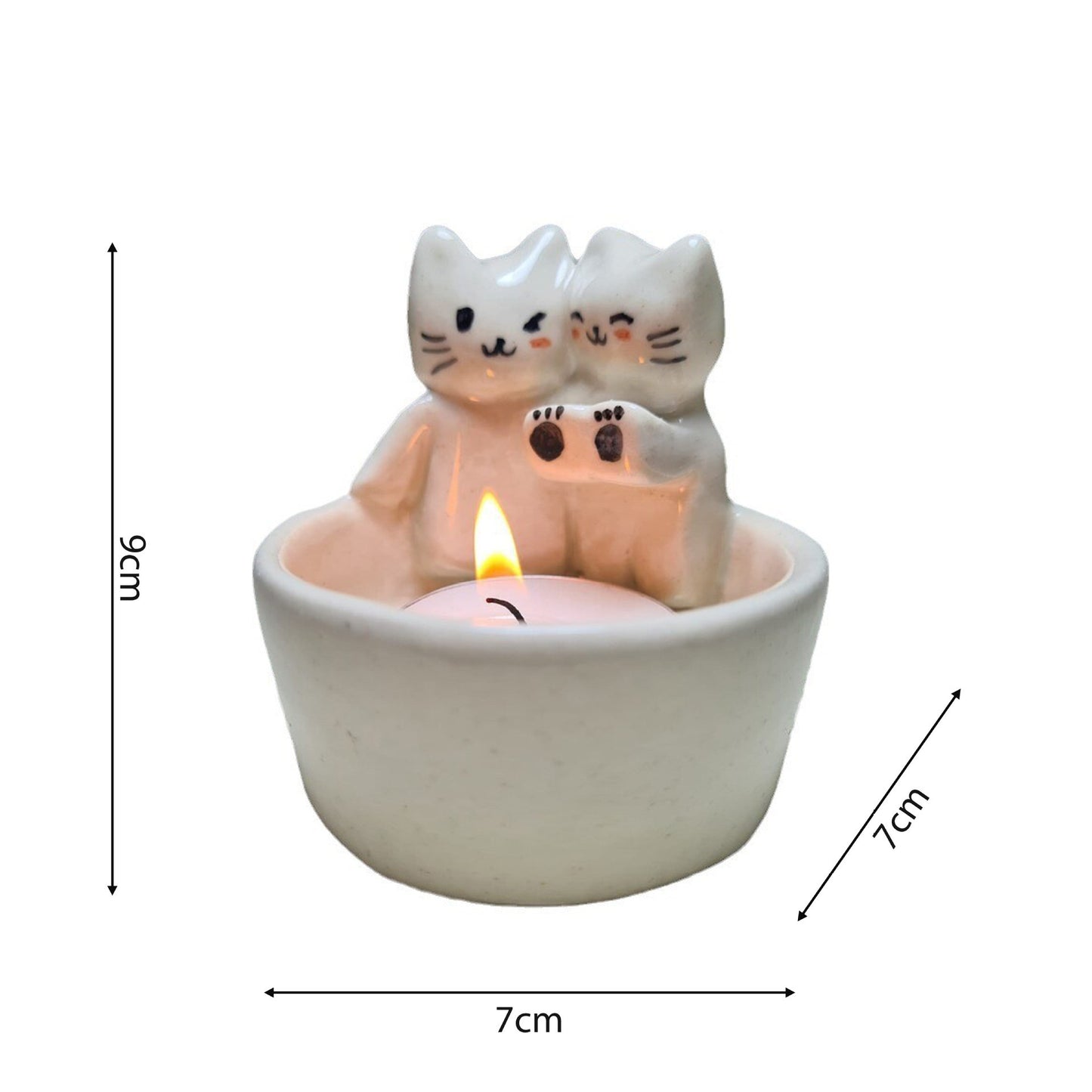 Resin Kitten-shaped Candlestick Ornaments Home Decor - DropOnline.co