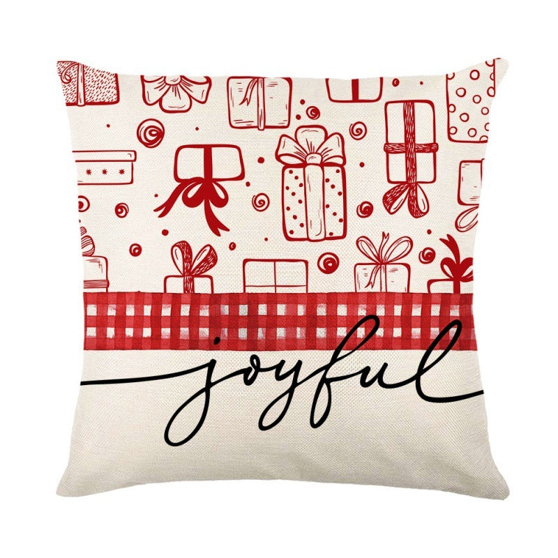 Christmas Pillow Cover Festival Festive Linen Printing Living Room Home Cushion Cover Bedroom Pillow - DropOnline.co