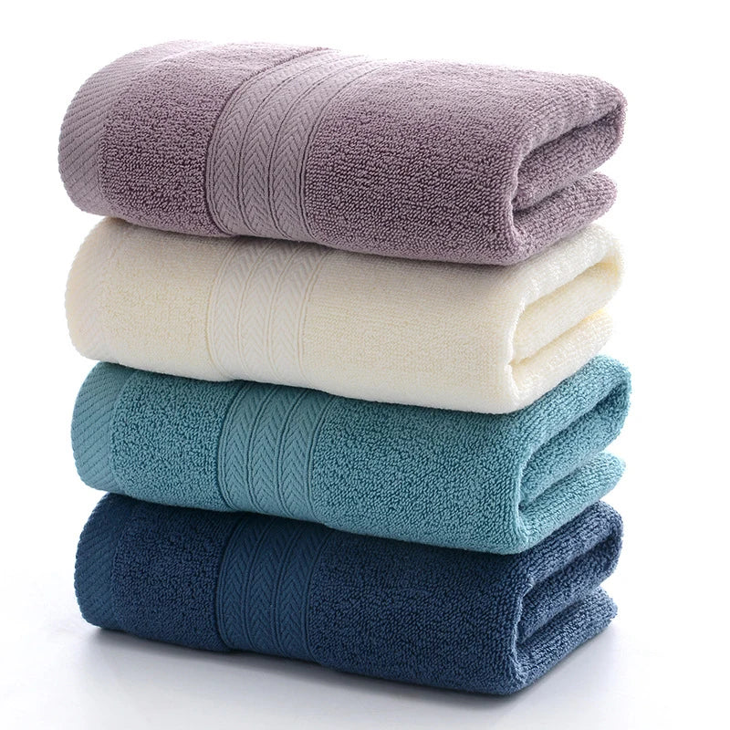 4-Piece Space-Themed Striped Cotton Towel Set — Bath, Face & Gym