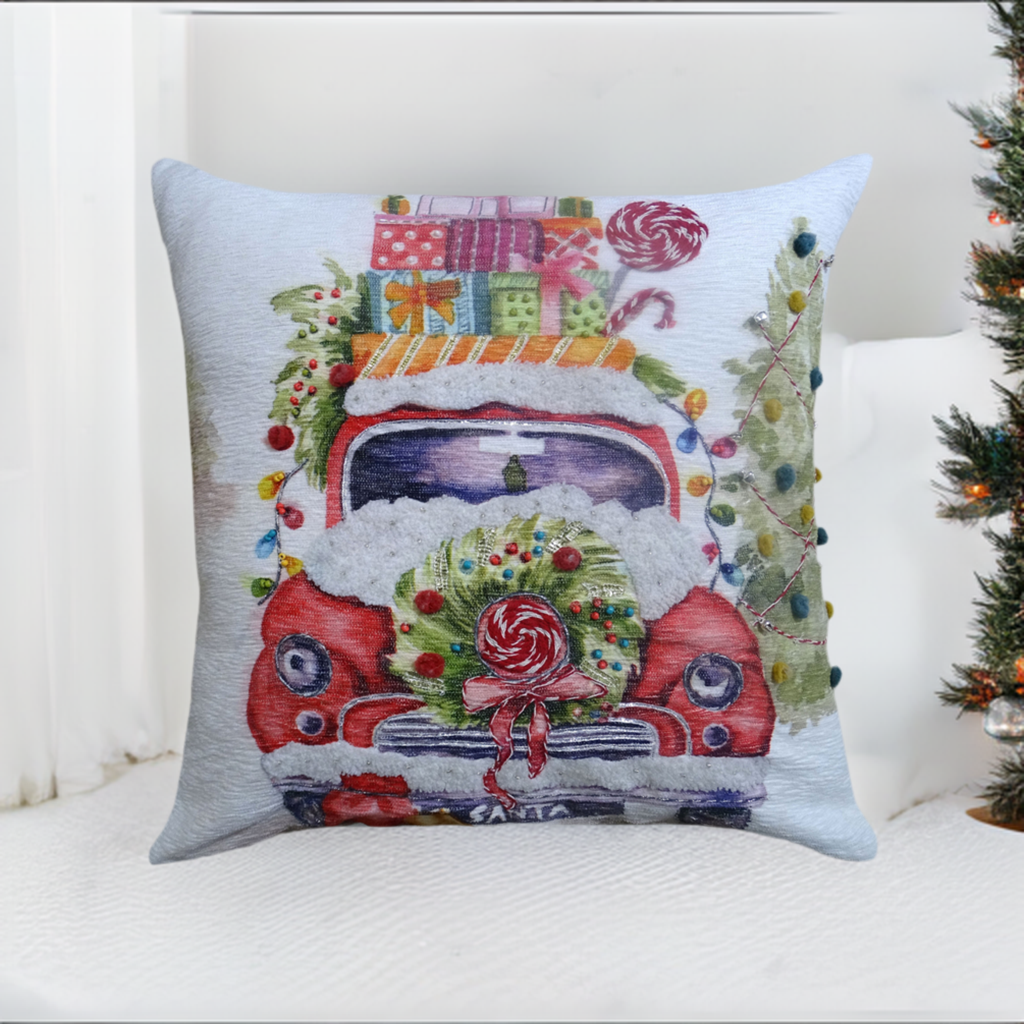 Coussin décoratif de Noël brodé 50 x 50 cm
