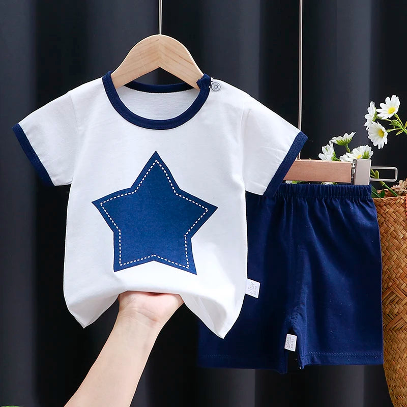 Cartoon Cotton T-Shirt & Shorts Tracksuit Set