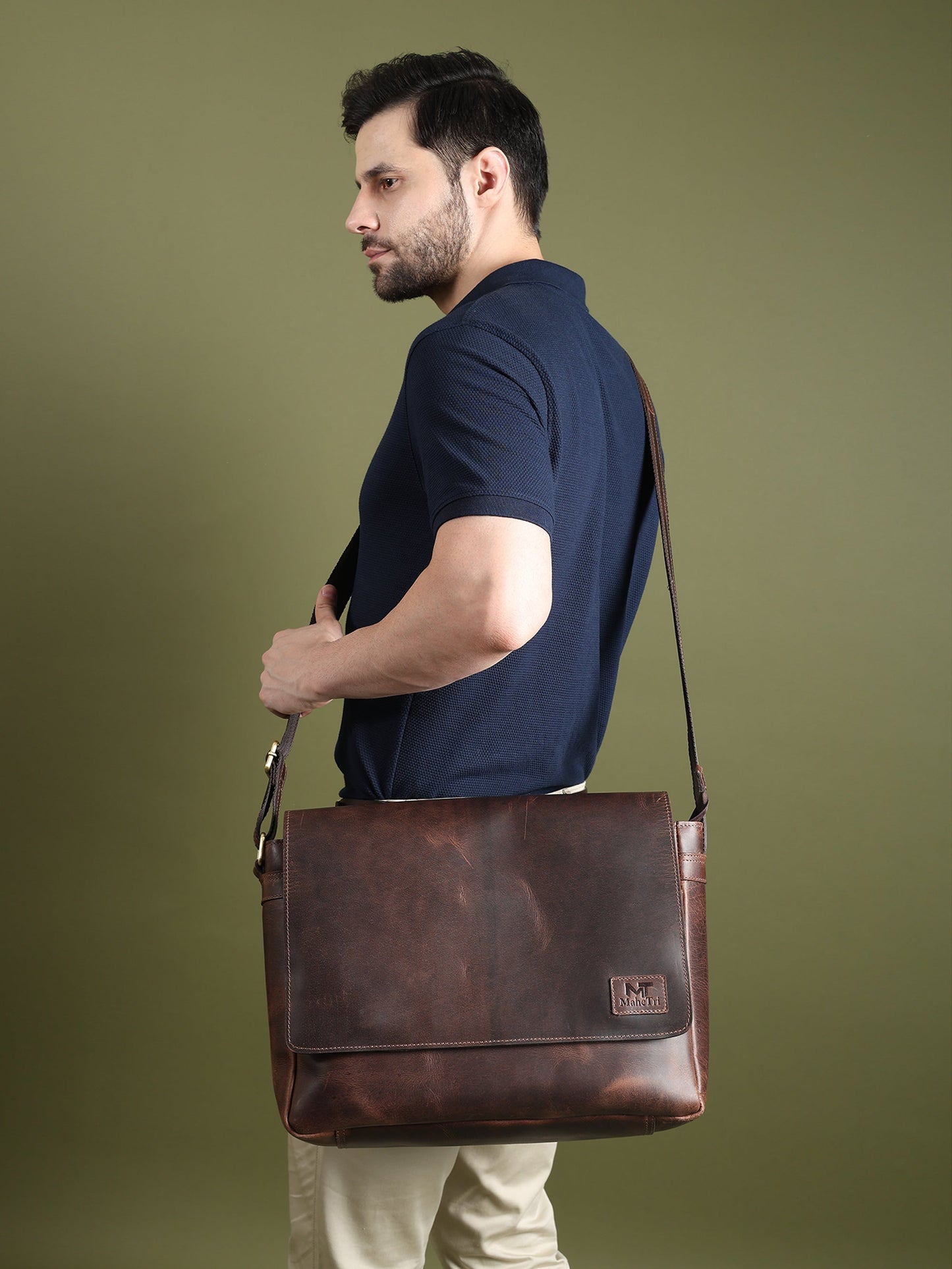 Sacoche pour ordinateur portable en cuir véritable Sitka
