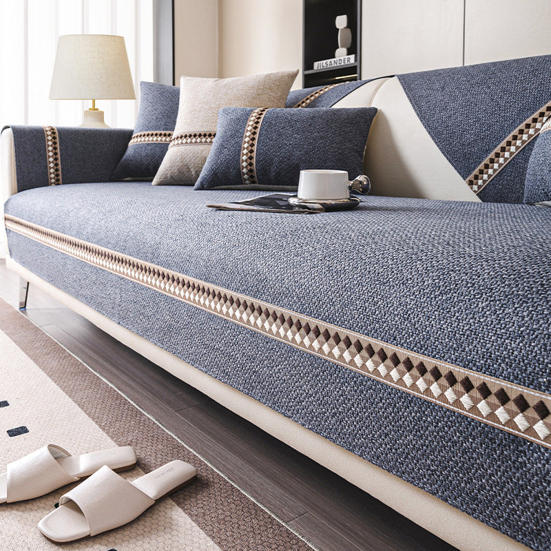 Cotton And Linen Sofa Cushion Four Seasons Universal Non-slip Sofa Cover Light Luxury - DropOnline.co