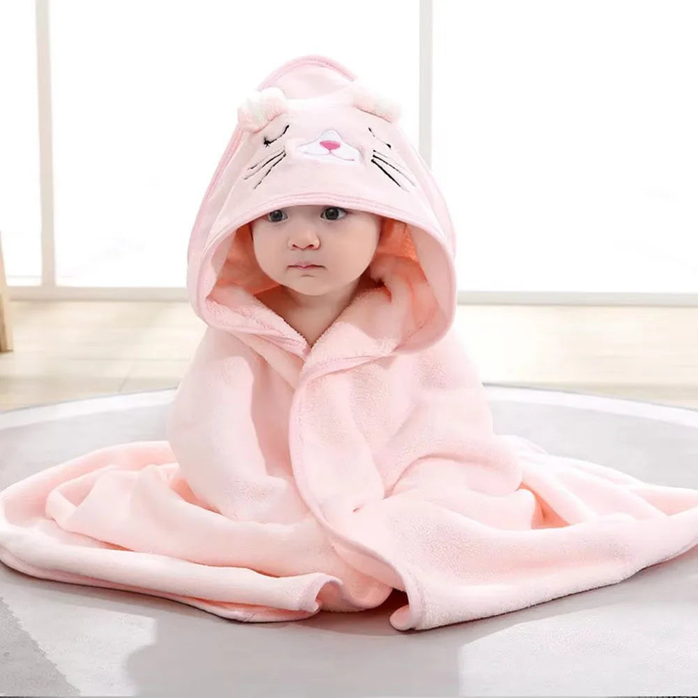 Hooded Coral Fleece Toddler Bathrobe & Towel