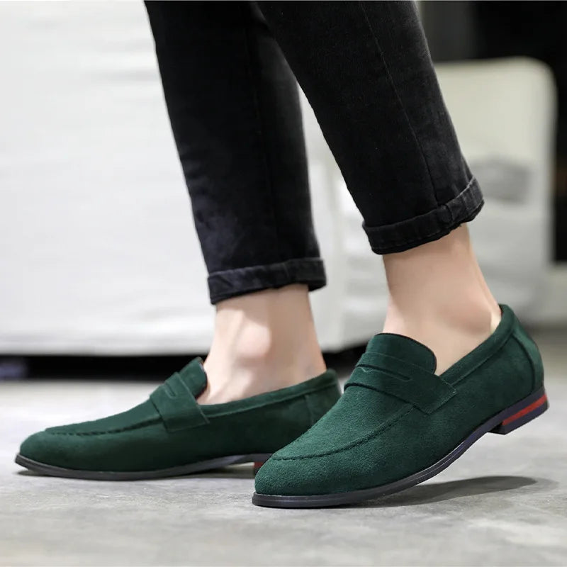 Mocassins en daim pour hommes | Chaussures habillées à enfiler pour mariages, affaires et événements formels